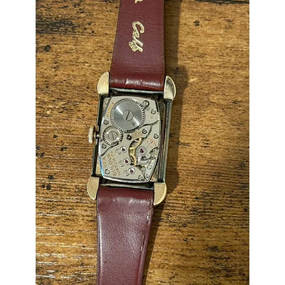 Bulova Excellency 10K Gold Filled Rectangular Manual Wind Watch Sub Seconds